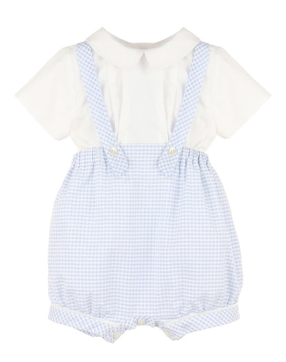 Sophie & Lucas Baby / Toddler Boys Classic Boy Set - Blue Checks with White Shirt