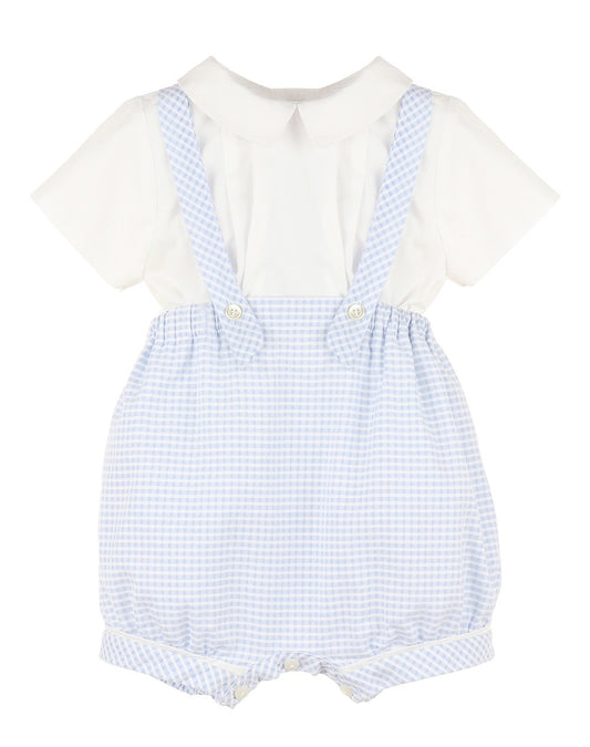 Sophie & Lucas Baby / Toddler Boys Classic Boy Set - Blue Checks with White Shirt