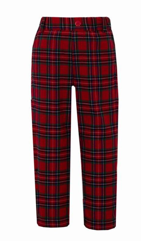 Anavini Couture Boys Red Holiday Plaid Pants