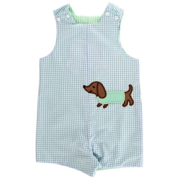 Bailey Boys Reversible Jon Jon - Blue with Doxie Dog - Green with Car