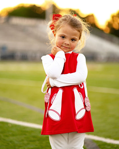 Yellow Lamb Girls Game Day Jumper Cheer Dress - Red