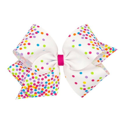 Wee Ones Girls Printed Grosgrain Bow - Confetti Dots Print
