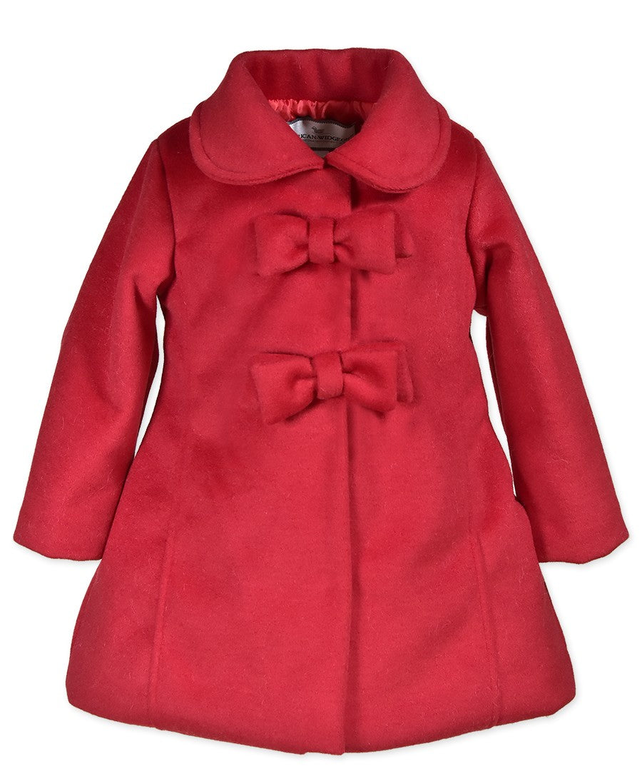 Widgeon Girls Dress Coats - Two Bow Car Coat - Red
