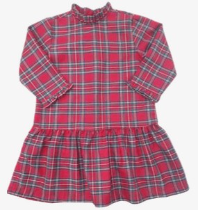 James & Lottie Girls Penelope Drop Waist Dress - Red Christmas Plaid