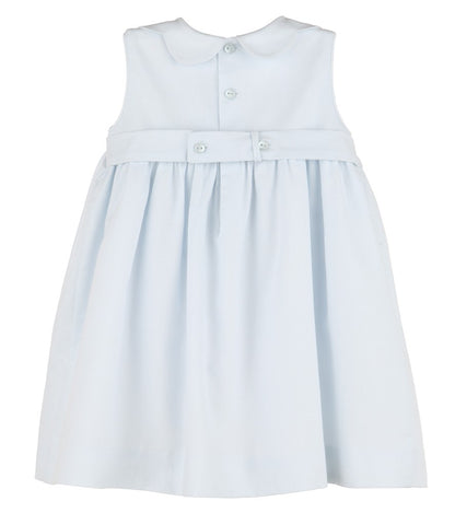 Luli & Me Girls Blue Sleeveless Smocked Dress - Petal Collar