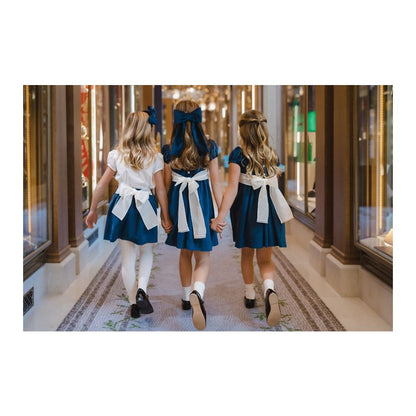 Sal & Pimenta Girls Velvet Holiday Dress - Mysterious Midnight Blue