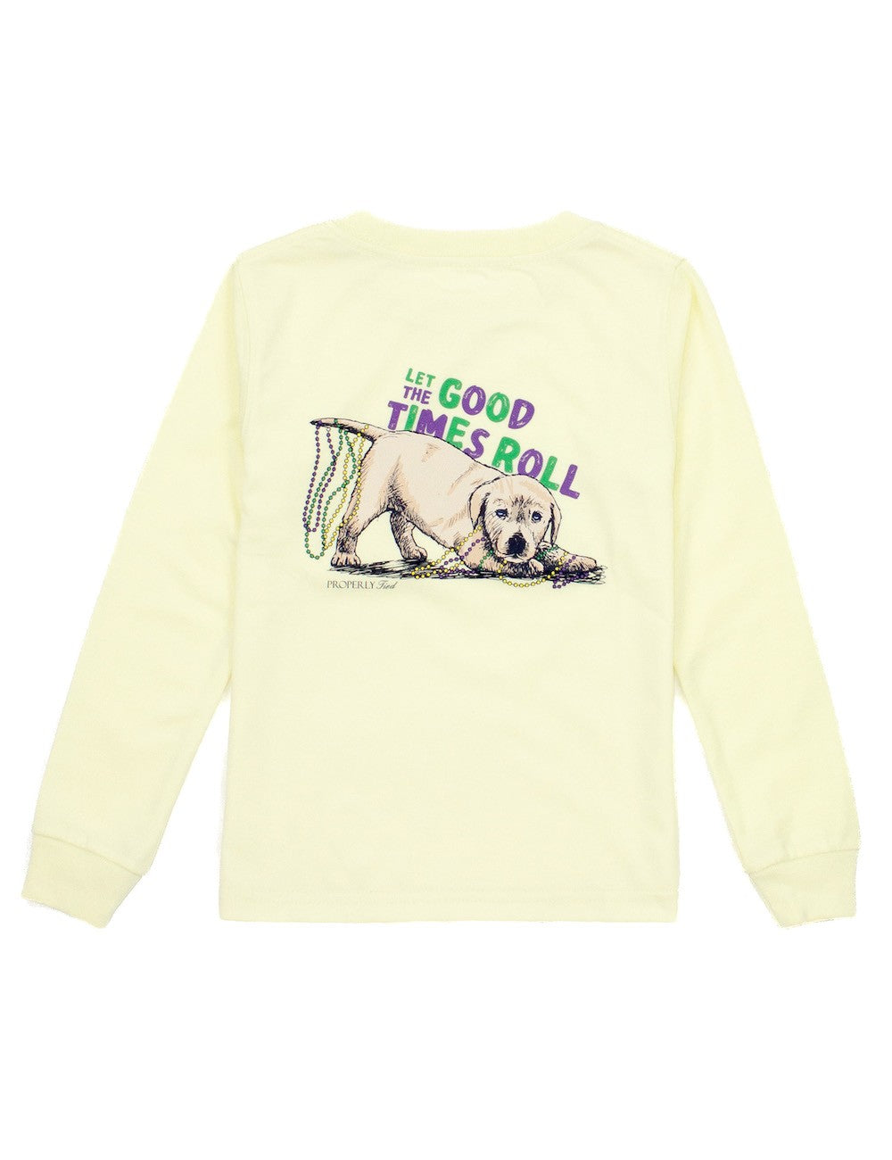 Properly Tied Yellow Shirt - Let the Good Times Roll Pawdi Gras Dog