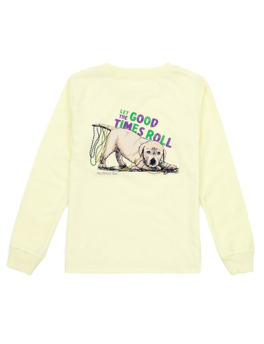 Properly Tied Yellow Shirt - Let the Good Times Roll Pawdi Gras Dog
