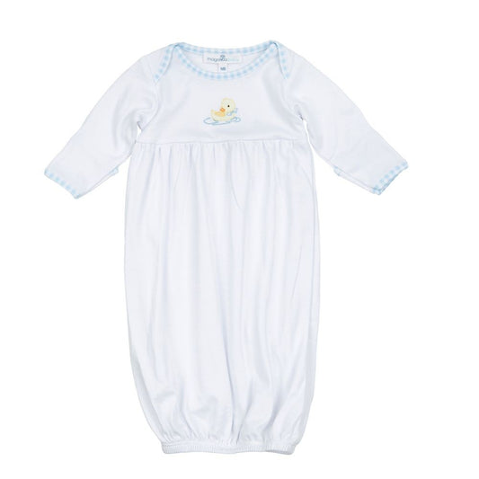 Magnolia Baby Boys Little Duck Waddlers Gown - Blue Trim