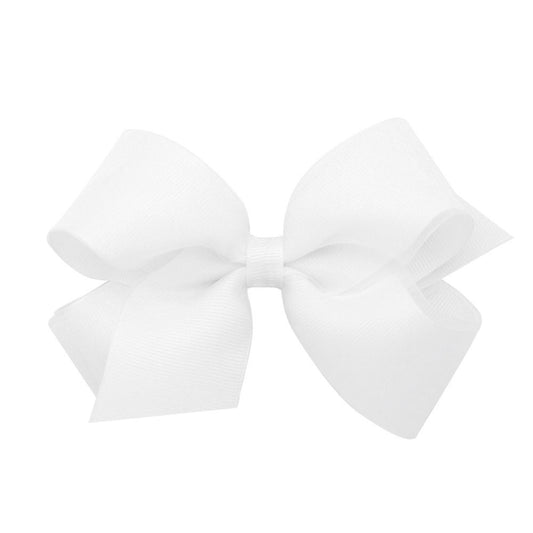 Wee Ones Girls Dressy Bow - Grosgrain & Organza Overlay - White