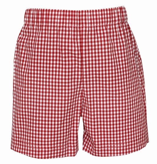 Anavini Boys Pull On Shorts - Red Checks