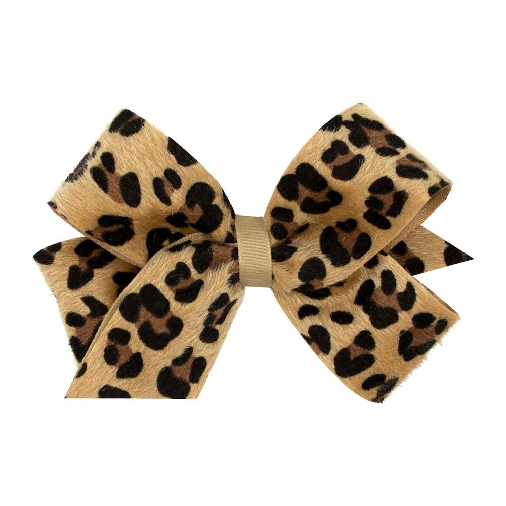 Wee Ones Girls Faux Leopard Fur Overlay Bow