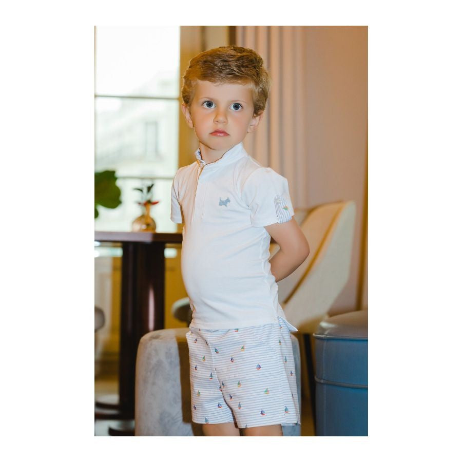 Sal & Pimenta Boys Shorts - Blue Nautical Boats Print