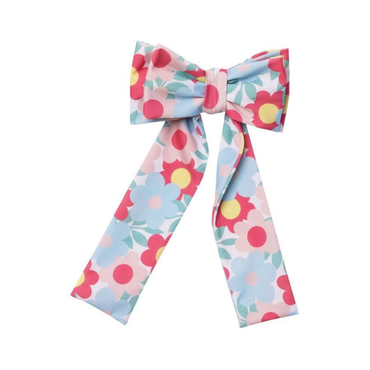 Sal & Pimenta Girls Lycra Hair Bow on Clip - Retro Flowers