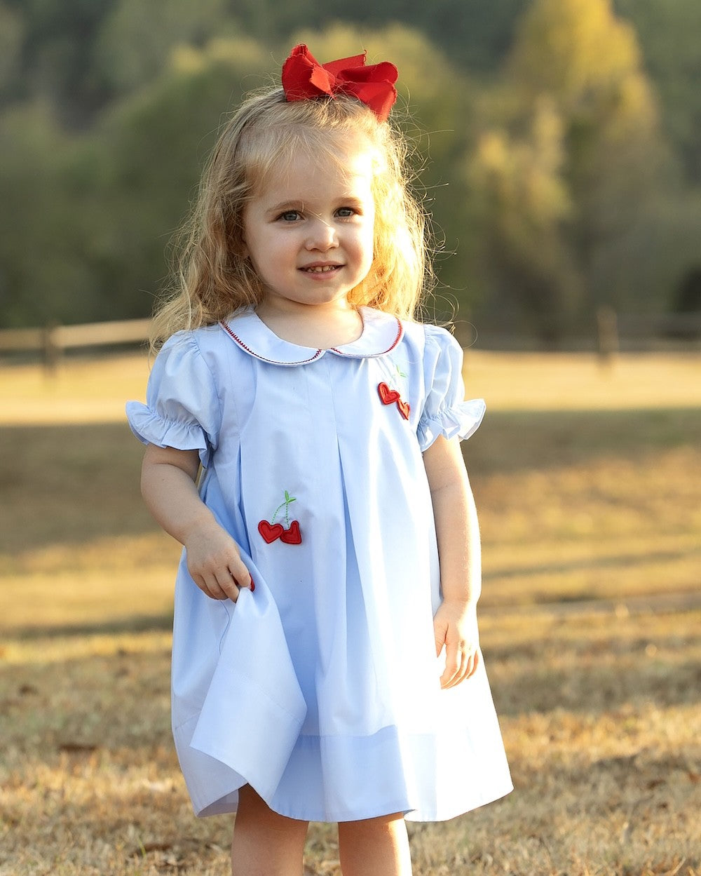 Yellow Lamb Girls Blue Love You Cherry Much Valentines Dress