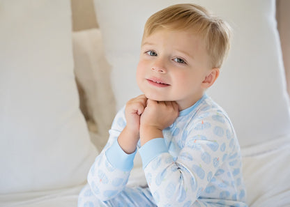 James & Lottie One Piece Zip Up Pajamas Jammies - Pumpkins - Blue