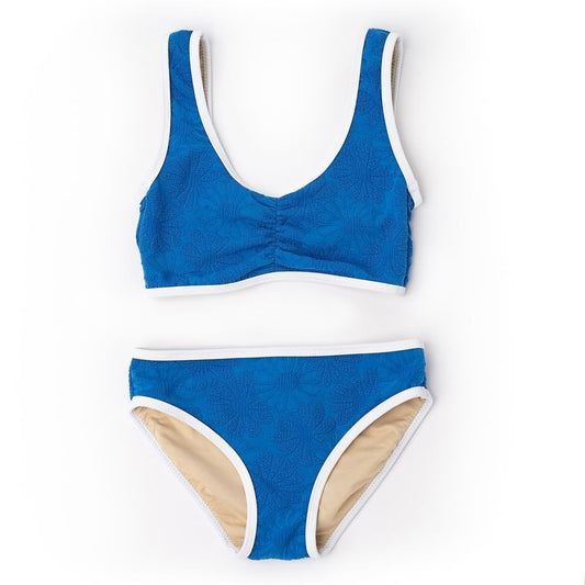 Shade Critters Girls Two Piece Swimsuit - Royal Blue Textured Floral
