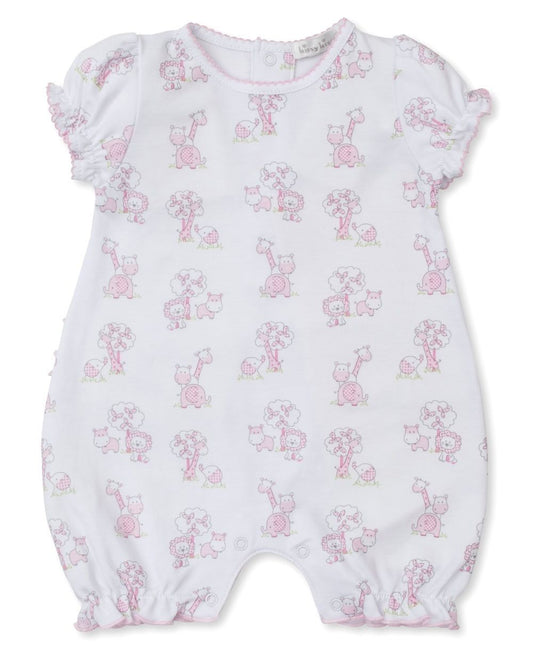 Kissy Kissy Baby Girls Pink Jungle Animal Print Romper - Ruffle Backside