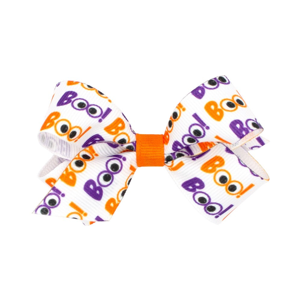 Wee Ones Girls Halloween Hair Bow - Purple & Orange BOO
