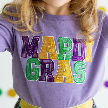Sweet Wink Mardi Gras Patch Sweatshirt - Lavender