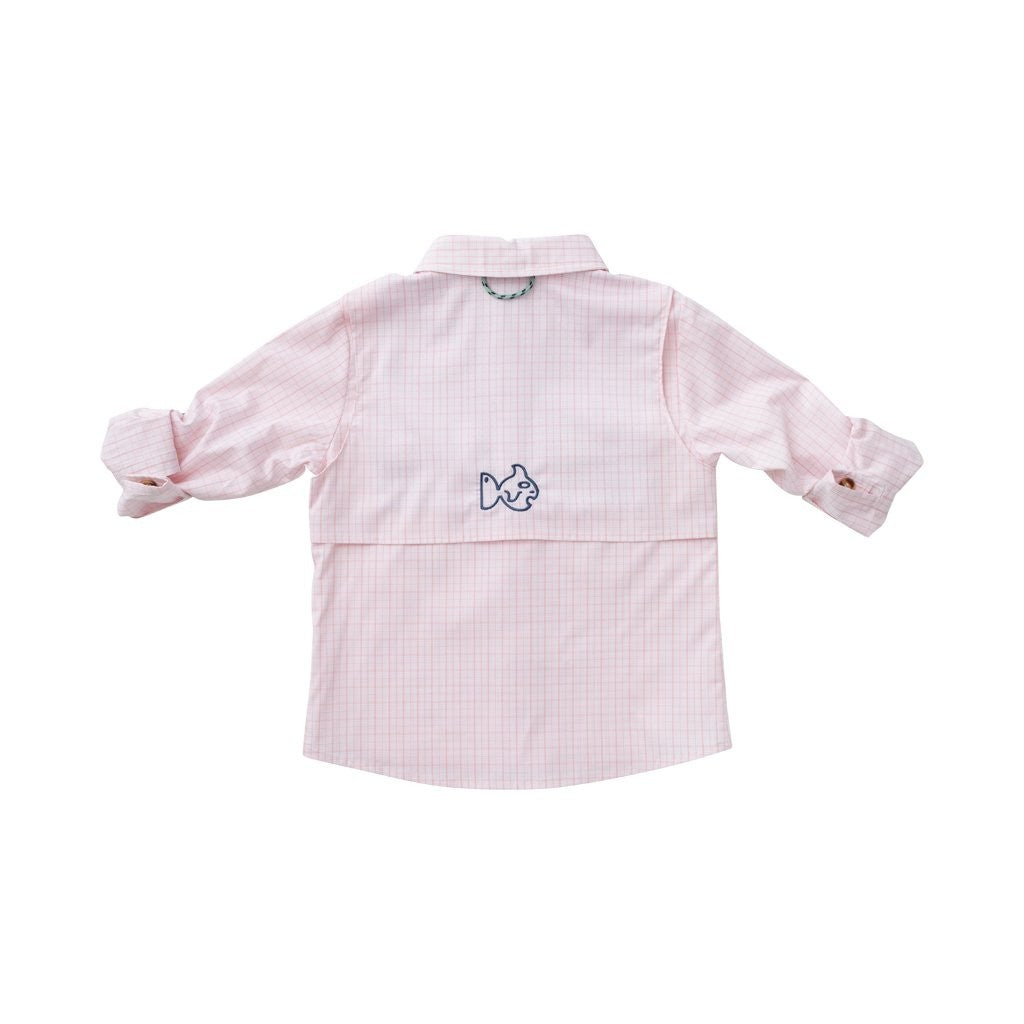 Prodoh Kids Founders Fishing Shirt - Pink Plumeria Windowpane