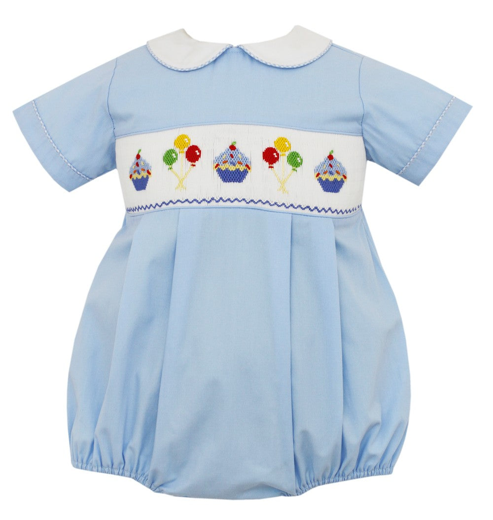 Anavini Velani Boys Blue Bubble - Smocked Birthday Theme