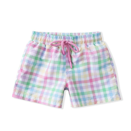 Swoon Baby Boys Swim Trunks - Pastel Plaid