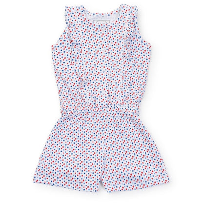 Lila & Hayes Girls Lola Ruffle Romper - Star Spangled