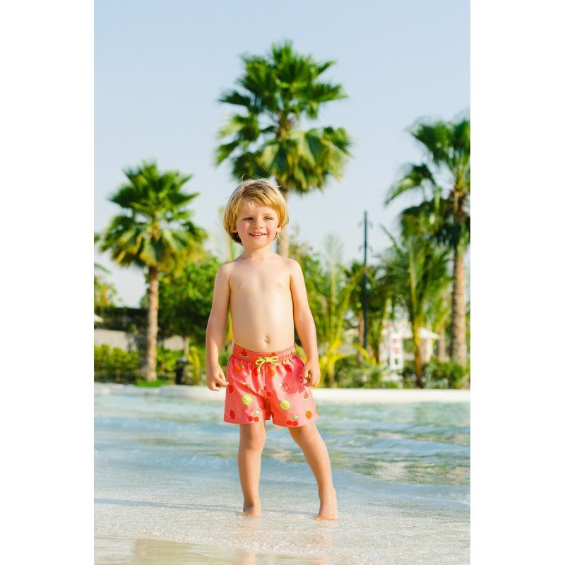 Sal & Pimenta Boys Swim Trunks - Pink Fruit Salad Print