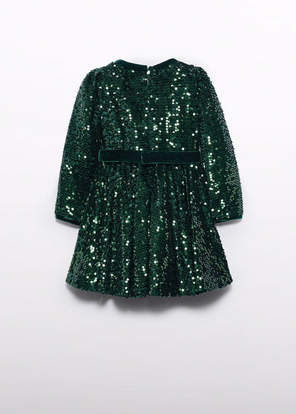 Abel & Lula Girls Sequin Velvet Holiday Party Dress - Green 12 Abel & Lula Girls Sequin Velvet Holiday Party Dress - Green 12