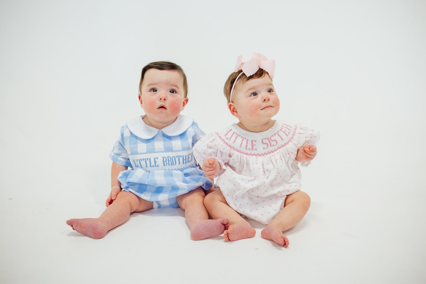 Shop Teeta Baby Boys Blue Check Smocked Little Brother Bubble