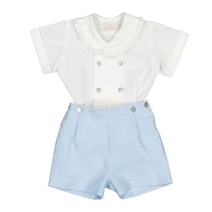 Sal & Pimenta Boys Classic Dressy Linen Boy Set - Light Blue