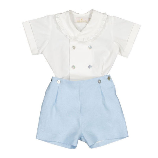 Sal & Pimenta Boys Classic Dressy Linen Boy Set - Light Blue