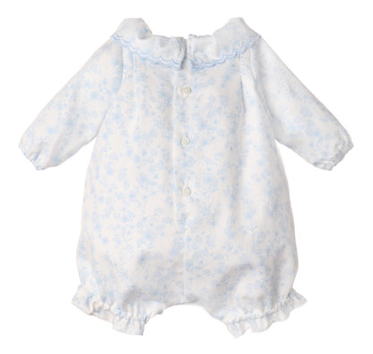 Luli & Me Baby Girls Bubble with Bonnet - Blue English Floral