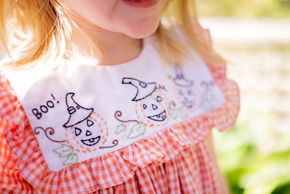 Proper Peony Girls Orange Halloween Jack O'Lantern Dress