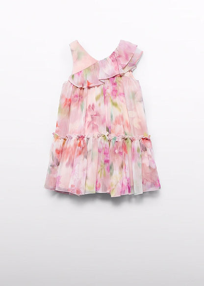 Abel & Lula Girls Pastel Watercolors Floral Dress - Ruffle