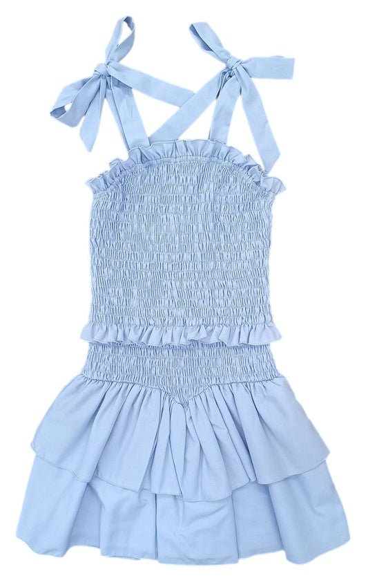 James & Lottie Be Elizabeth Girls Smocked Woven Dress - Blue by James & Lottie