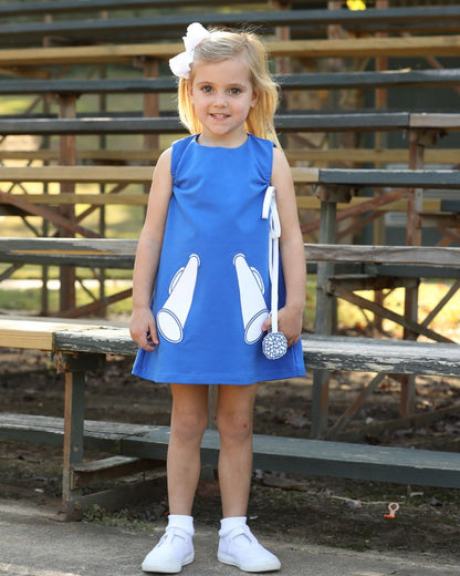 Yellow Lamb Girls Game Day Jumper Cheer Dress - Kentucky Blue