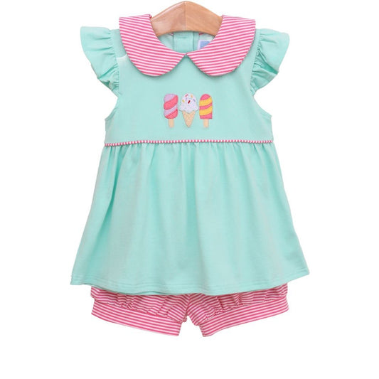 Trotter Street Kids Toddler Girls Aqua Summer Treats Bloomers Set