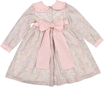 Sal & Pimenta Girls Dress - Pink Tuilleries Liberty Floral with Sash