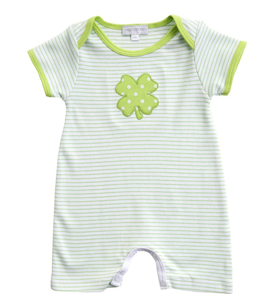 Magnolia Baby Boys Green Lucky Shamrock St. Patrick's Day Playsuit - Short