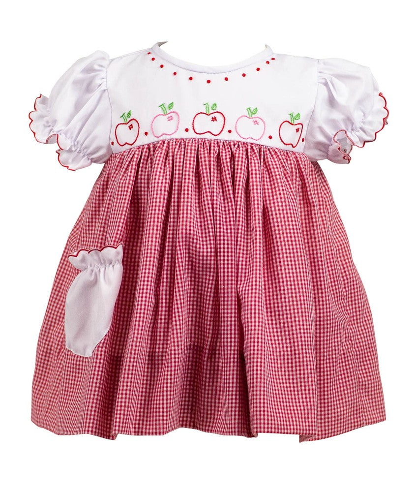 Proper Peony Girls Red Gingham Braeburn Apples Dress
