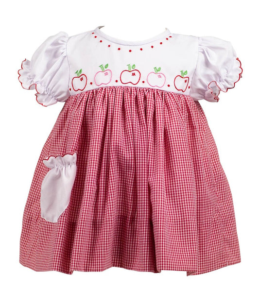 Proper Peony Girls Red Gingham Braeburn Apples Dress