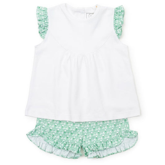 Lila & Hayes Girls Ella Pima Cotton Shorts Set - Golf Putting Green