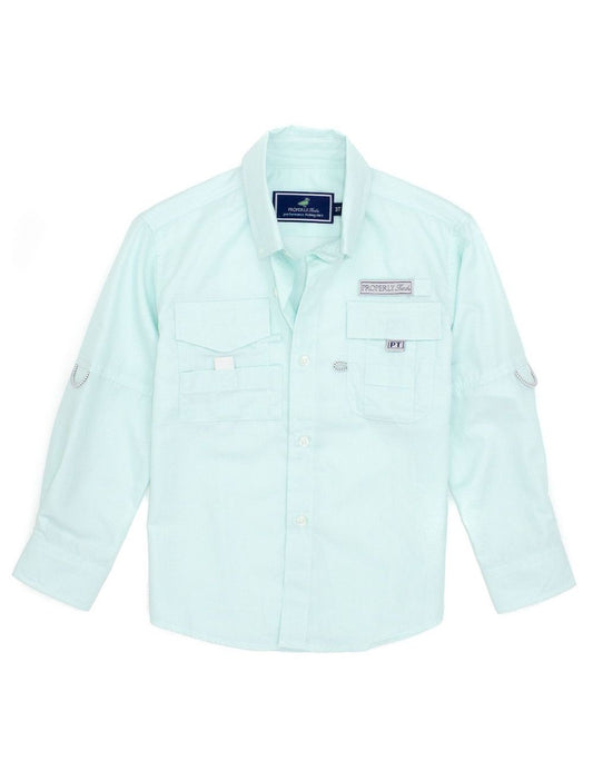 Properly Tied Boys Performance Fishing Shirt - Seafoam Green