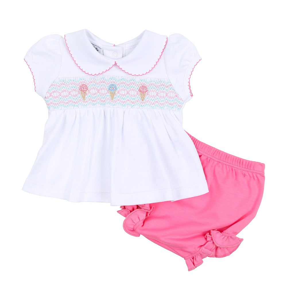 Magnolia Baby Girls Pink Ice Cream Classics Smocked Bloomers Set