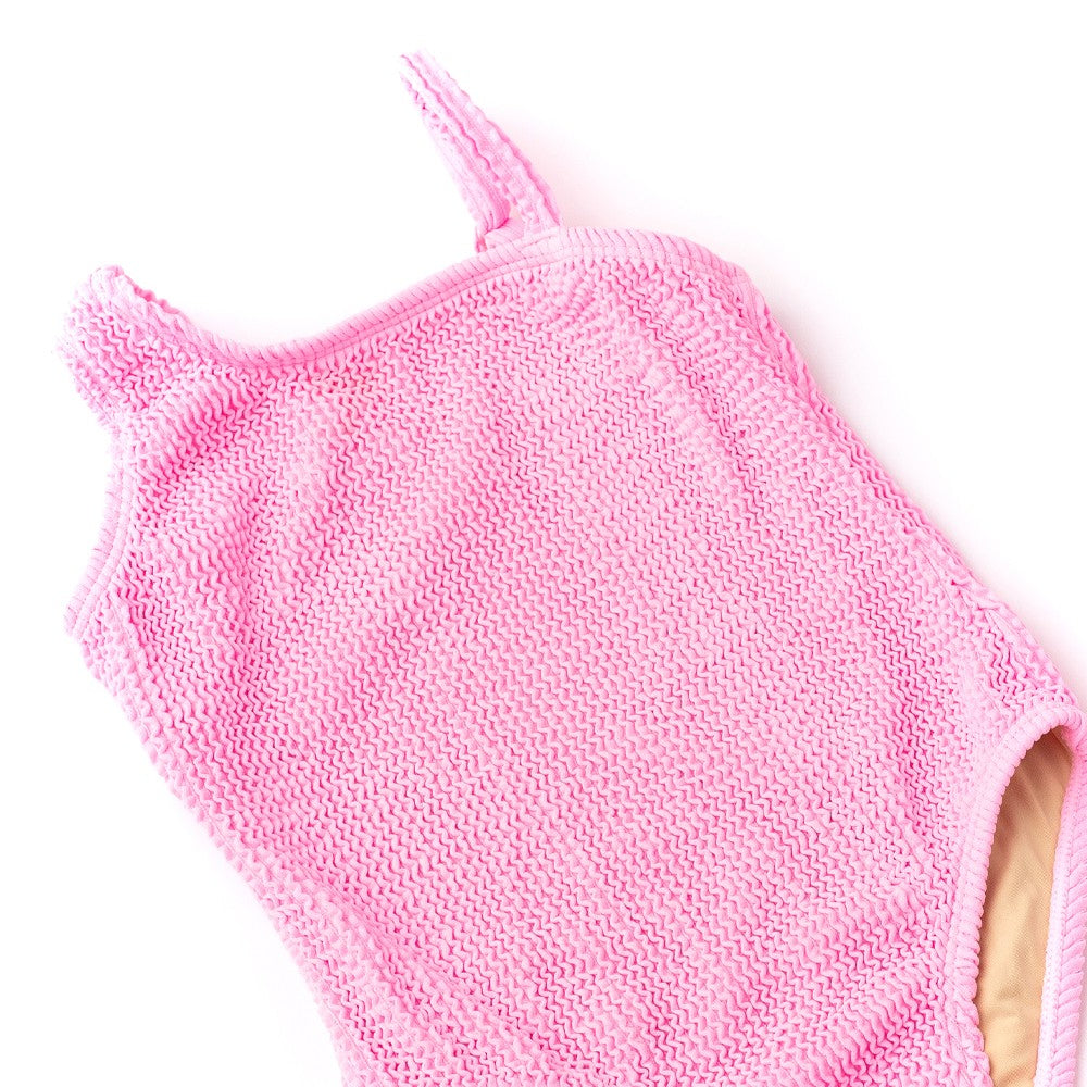 Shade Critters Girls One Piece Swimsuit - One Shoulder - Pink Crinkle