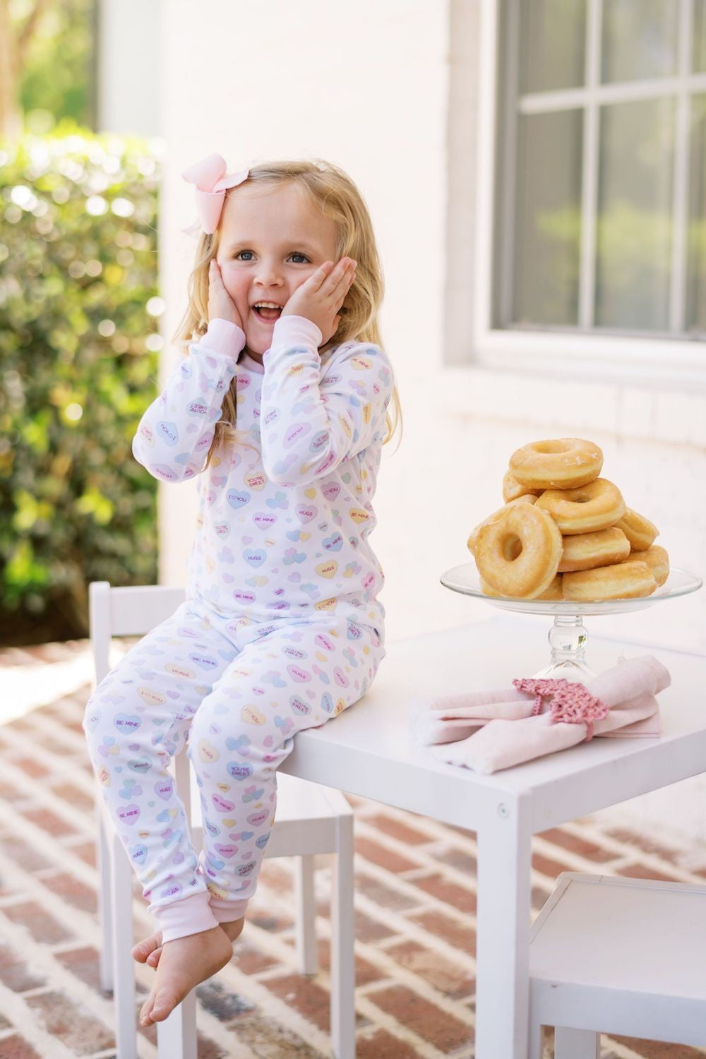 Lullaby Set Girls Pajamas Set - Custom Valentine Conversation Hearts Print