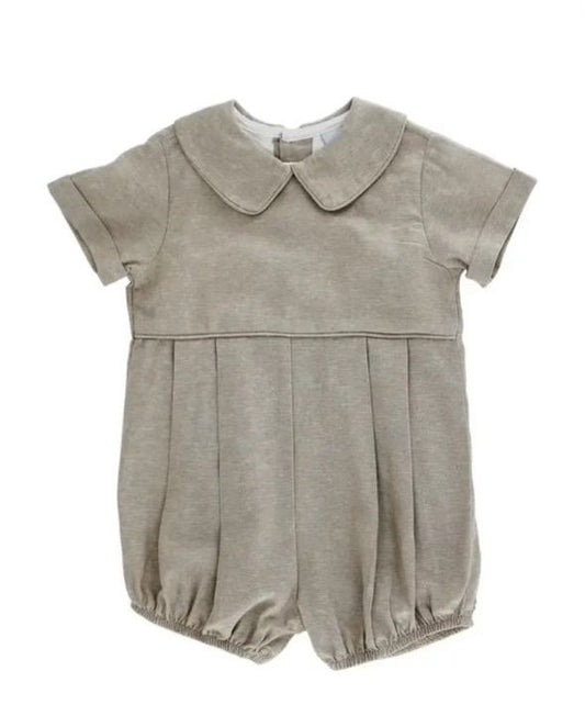 Bailey Boys Baby Dressy Pleated Bubble with Collar - Flax Linen
