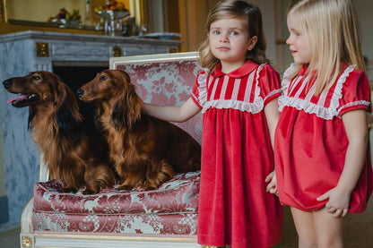 Sal & Pimenta Girls Dressy Bubble - Velvet - Carmine Red